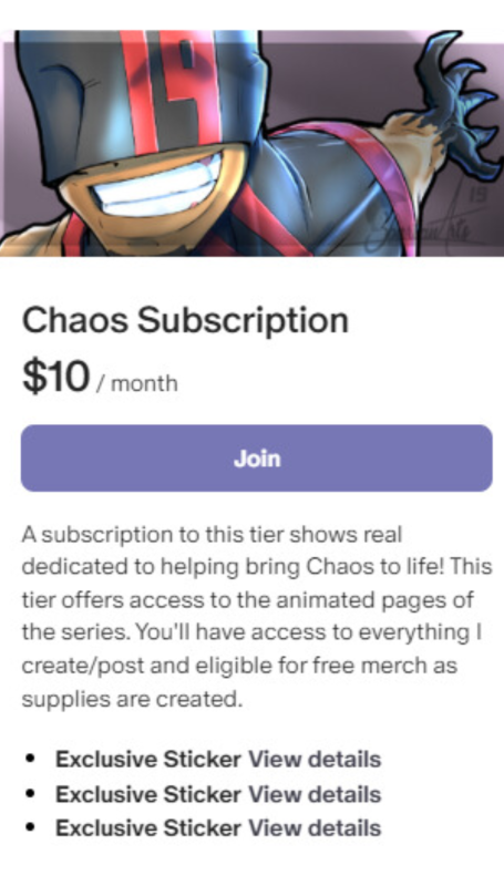 Chaos Patreon Subscription Membership