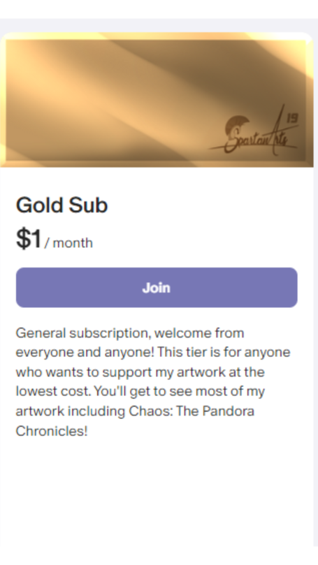 Gold Patreon Subscription Membership Card